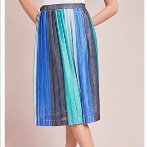 Anthropologie pleated metallic skirt